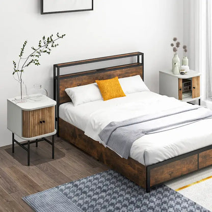 Gymax Set di 2 comodini compatti e moderni con cassetti scorrevoli