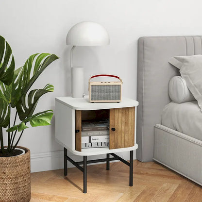 Gymax Set di 2 comodini compatti e moderni con cassetti scorrevoli