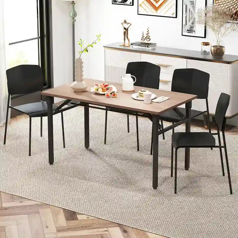 Set di 4 sedie da pranzo Gymax con schienale ergonomico e seduta larga impilabili
