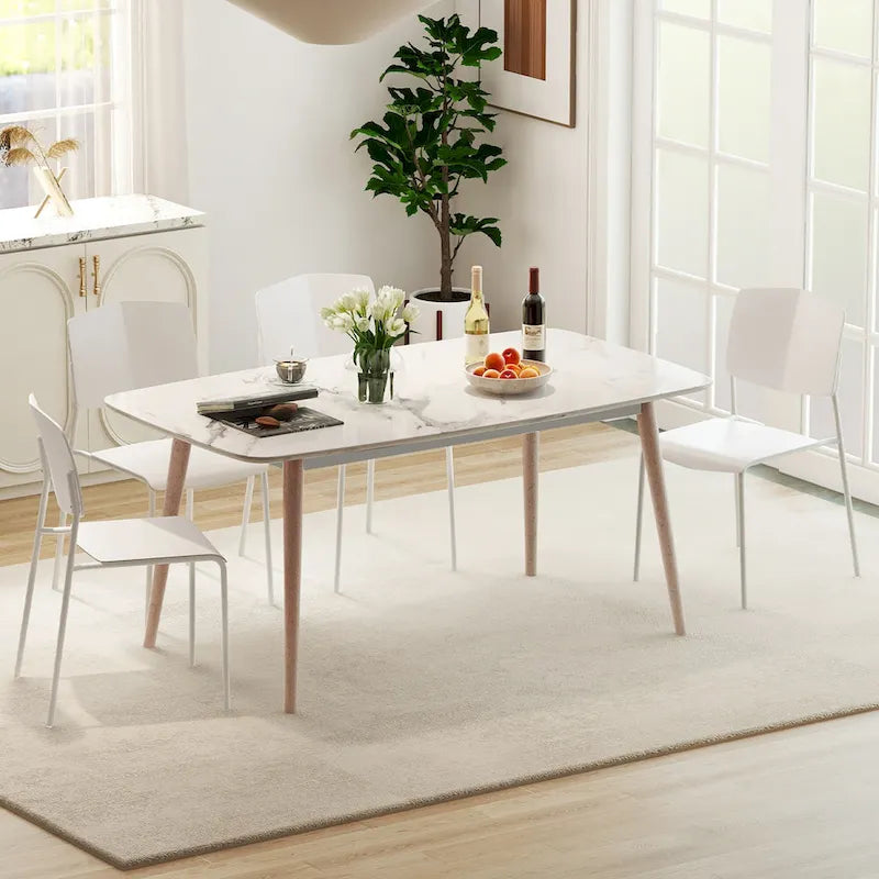 Set di 4 sedie da pranzo Gymax con schienale ergonomico e seduta larga impilabili