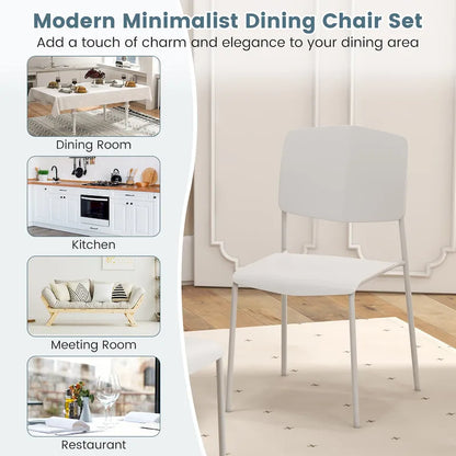 Set di 4 sedie da pranzo Gymax con schienale ergonomico e seduta larga impilabili