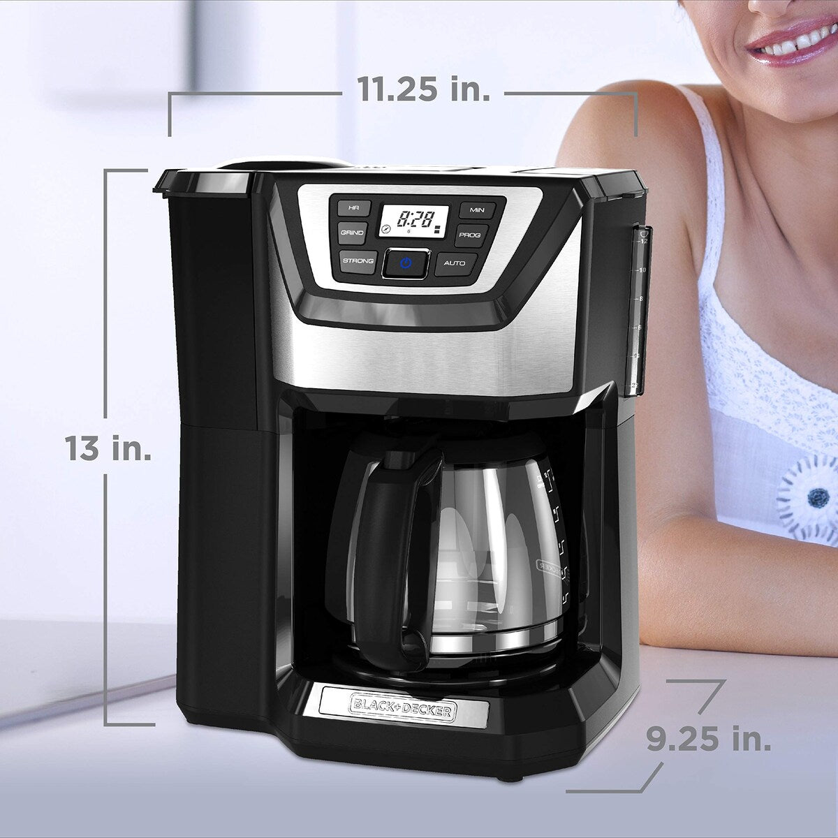 Macchina per caffè macinato e infusore da 12 tazze, CM5000B, programmabile 24 ore, macinacaffè integrato, Sneak-A-Cup, filtro lavabile permanente