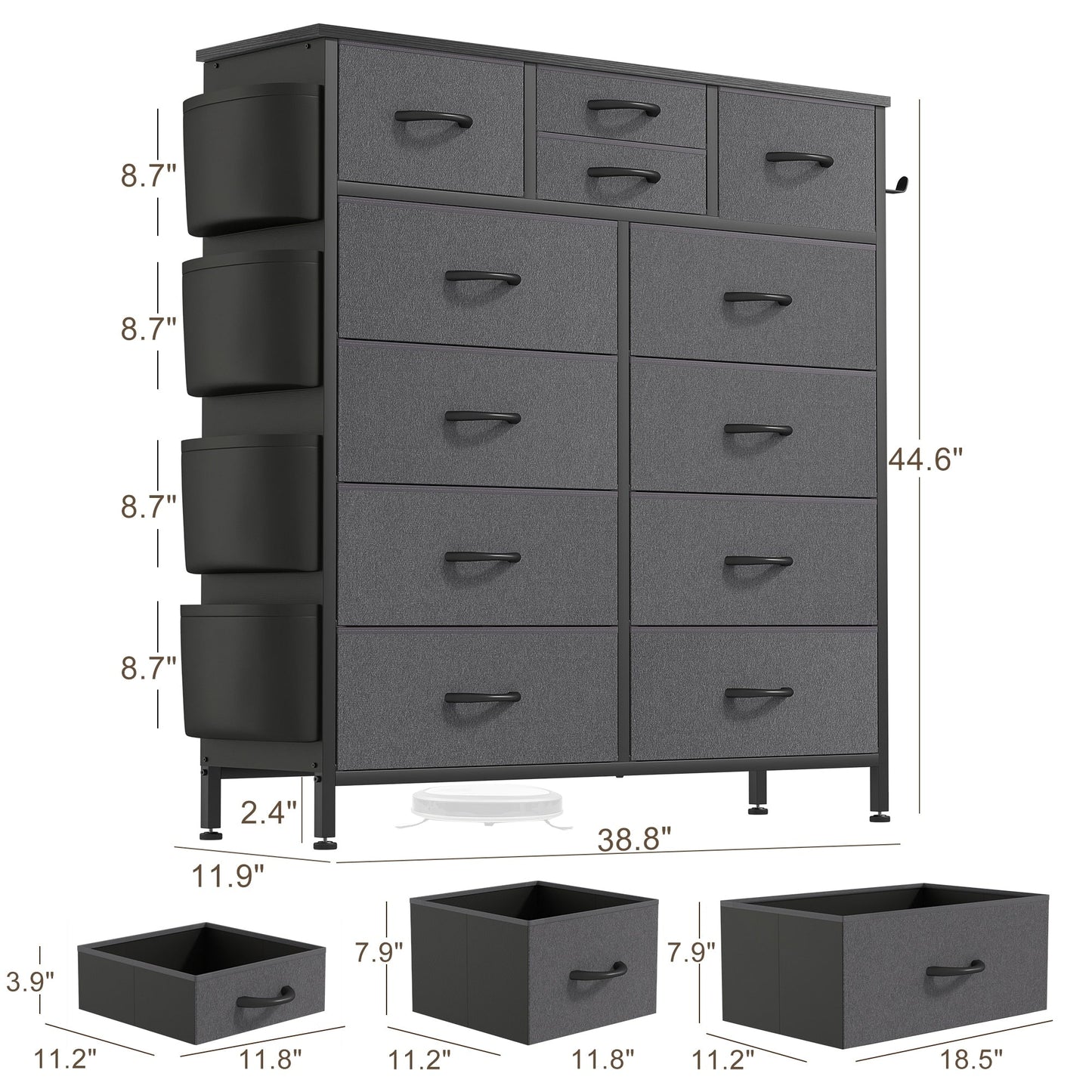 Cassettiera alta in tessuto con 12 cassetti per camera da letto