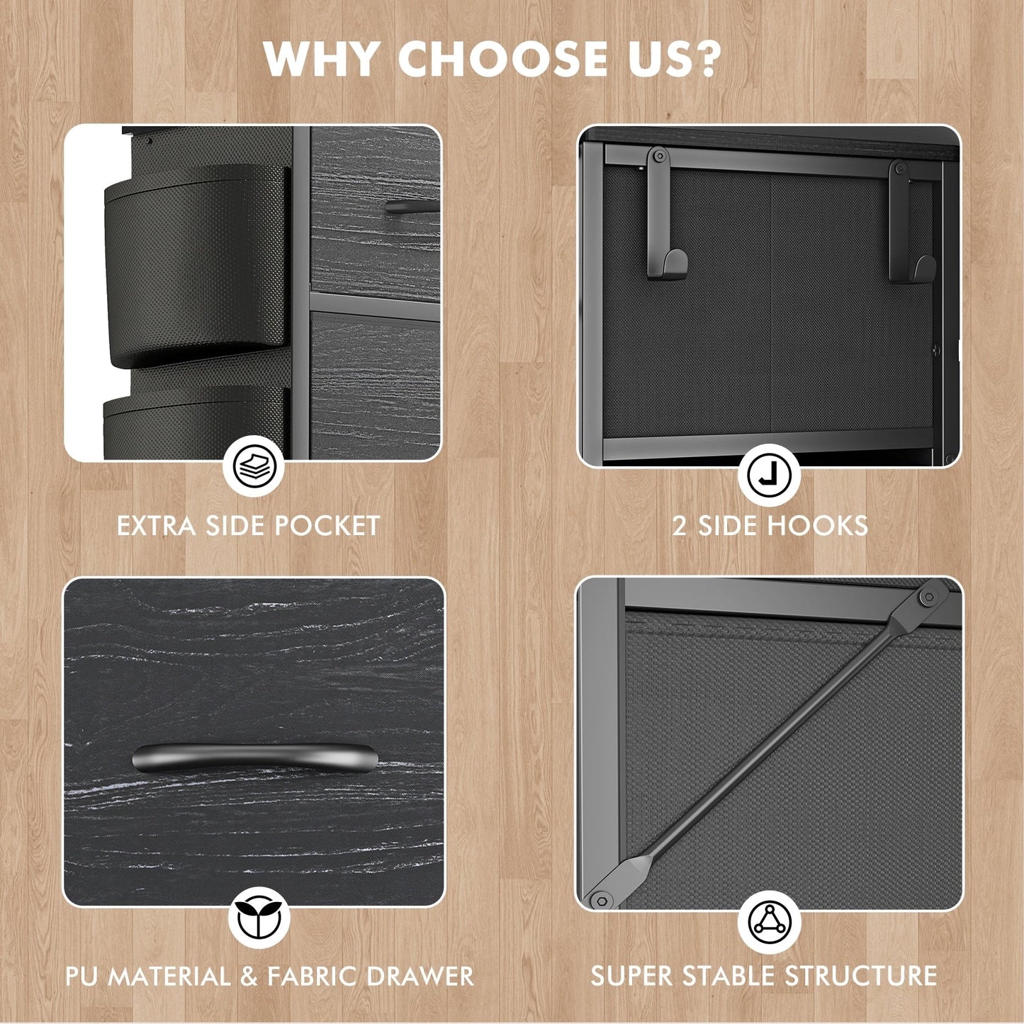 Cassettiera alta in tessuto con 12 cassetti per camera da letto