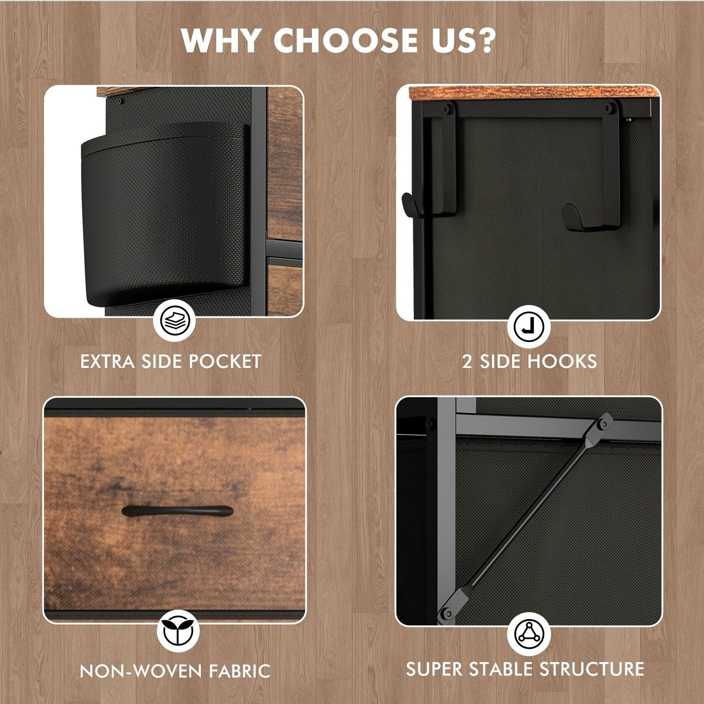 Cassettiera alta in tessuto con 12 cassetti per camera da letto