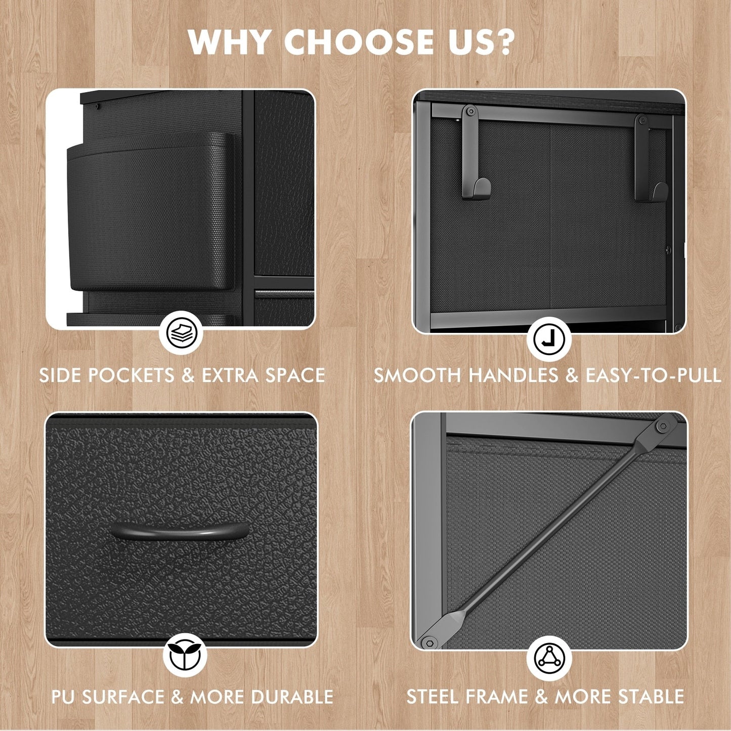 Cassettiera alta in tessuto con 12 cassetti per camera da letto