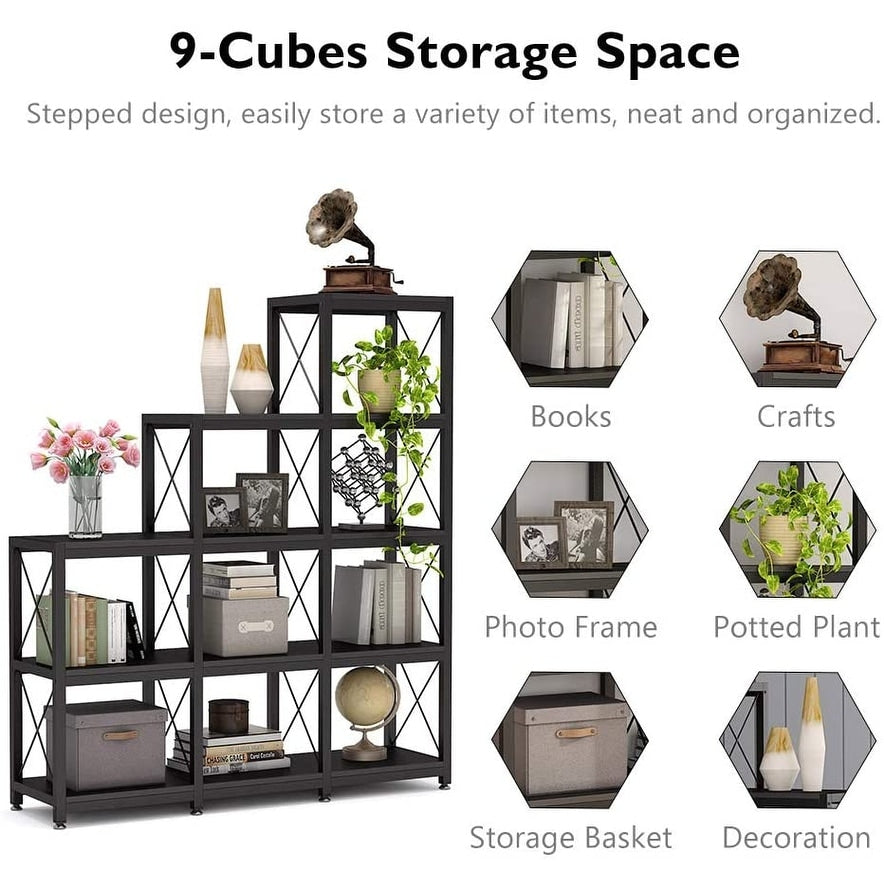 Libreria a scala con 12 ripiani, libreria angolare industriale