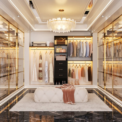 Rackcog 120'' Organizer per armadio regolabile con cassetti, sistema per armadio con ripiani fai da te per armadi a muro e cabine armadio