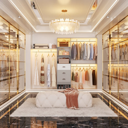 Rackcog 120'' Organizer per armadio regolabile con cassetti, sistema per armadio con ripiani fai da te per armadi a muro e cabine armadio