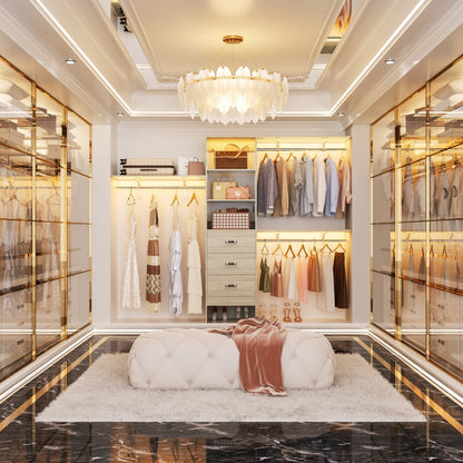 Rackcog 120'' Organizer per armadio regolabile con cassetti, sistema per armadio con ripiani fai da te per armadi a muro e cabine armadio