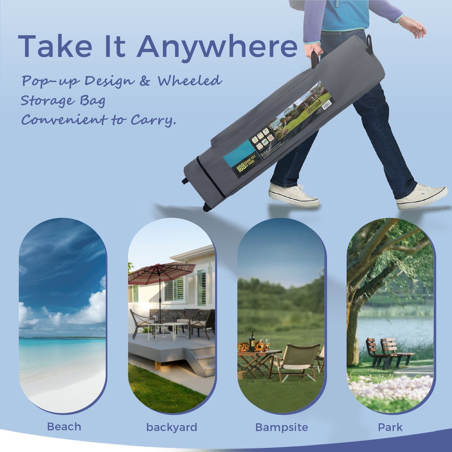 Gazebo da giardino rinforzato con baldacchino pop-up da esterno 13' x 13' con elegante tenda angolare - 13x13 piedi