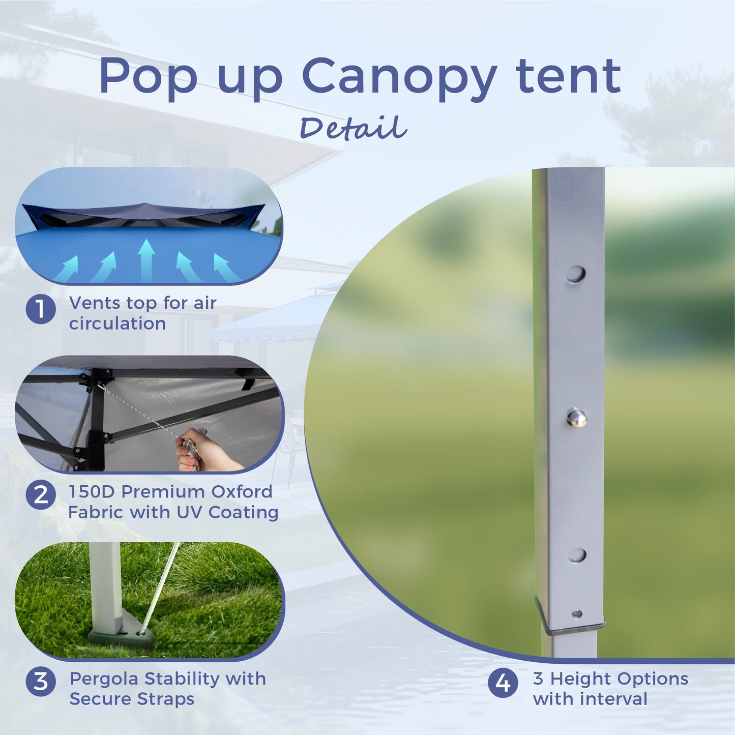 Gazebo da giardino rinforzato con baldacchino pop-up da esterno 13' x 13' con elegante tenda angolare - 13x13 piedi