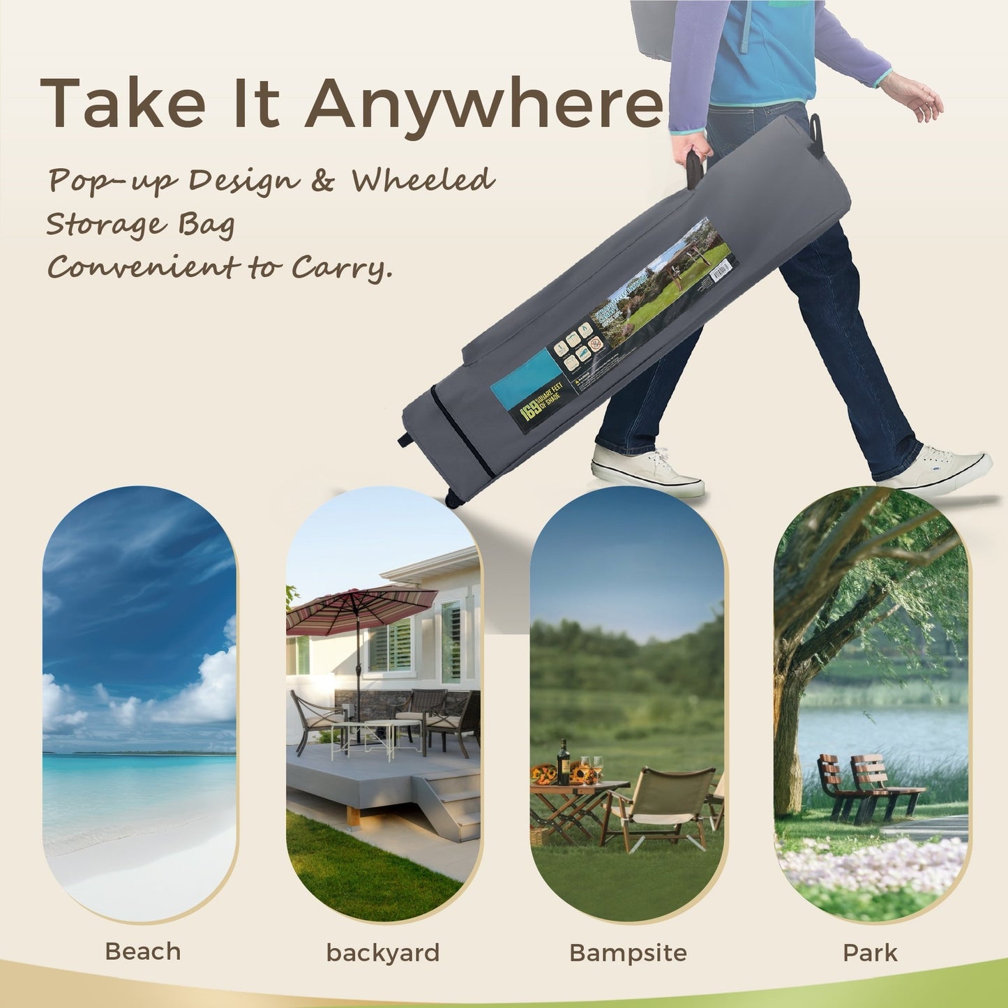 Gazebo da giardino rinforzato con baldacchino pop-up da esterno 13' x 13' con elegante tenda angolare - 13x13 piedi