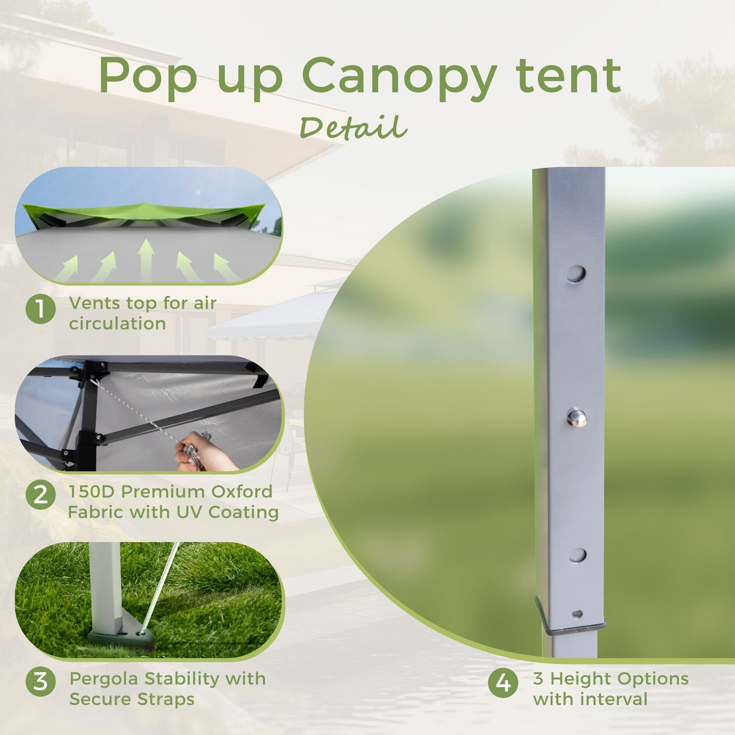 Gazebo da giardino rinforzato con baldacchino pop-up da esterno 13' x 13' con elegante tenda angolare - 13x13 piedi