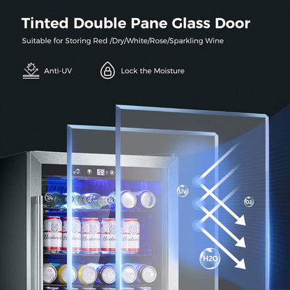 Frigorifero per bevande da 145 lattine, mini frigorifero da 4,4 piedi cubi con porta in vetro per bibite, birra, vino - Parte anteriore trasparente per casa, ufficio o bar