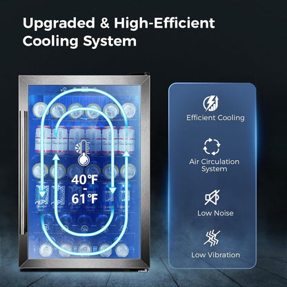 Frigorifero per bevande da 145 lattine, mini frigorifero da 4,4 piedi cubi con porta in vetro per bibite, birra, vino - Parte anteriore trasparente per casa, ufficio o bar