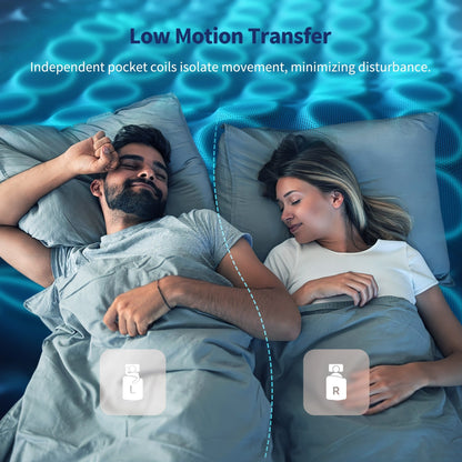 Materasso ibrido 14 - Memory foam in gel di carbone di bambù e supporto a molle insacchettate a 7 zone, rigidità media, prova di 100 notti