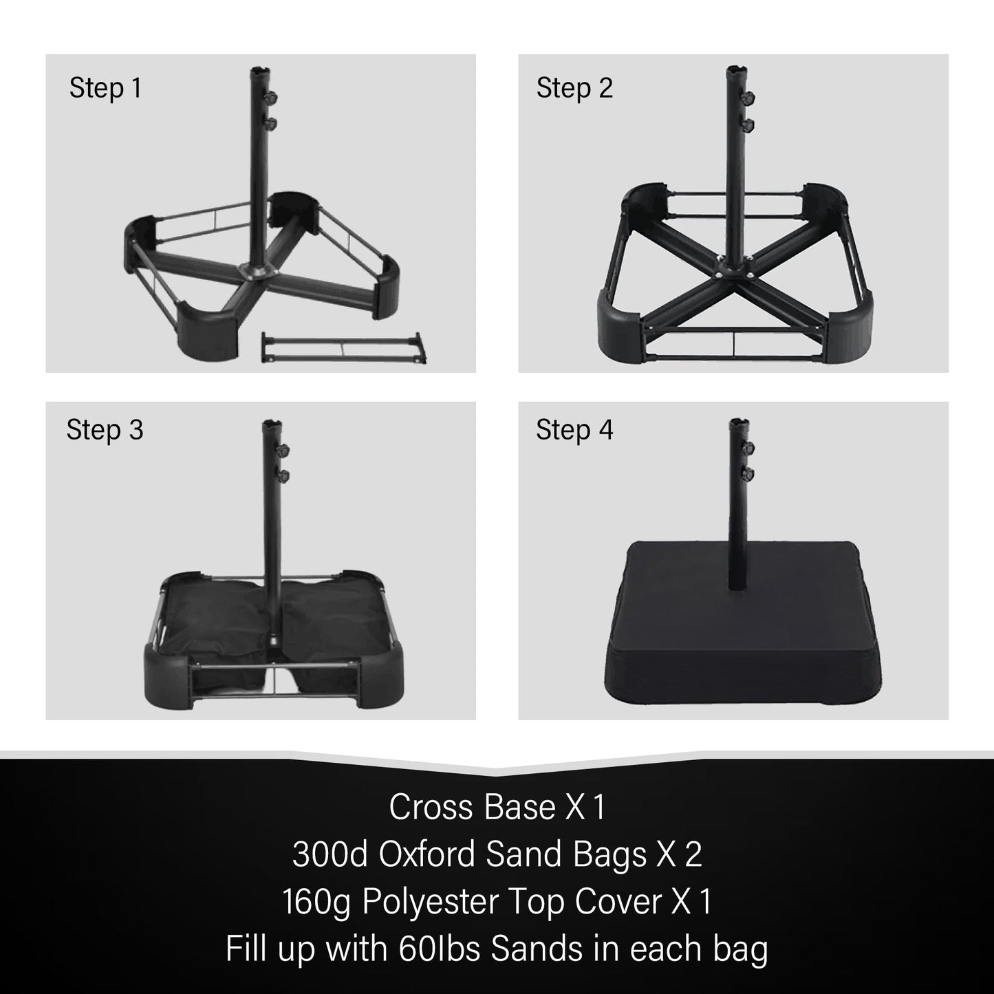 Ombrellone da esterno rettangolare da 15 piedi con manovella, doppio lato, con illuminazione a LED solare e base inclusa