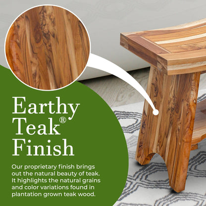 EcoDecors, Serenity, Panca da doccia in teak, Sgabello da doccia in teak, Panca angolare da doccia in teak, 18 pollici, con ripiano