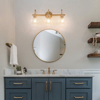 Applique da parete per mobiletto da bagno a 2/3 luci con paralume in vetro