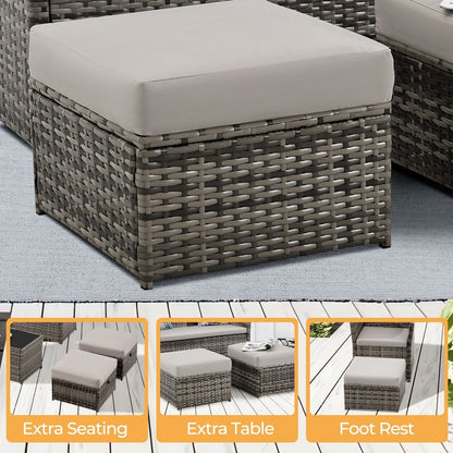 Pouf da giardino in vimini da 2 pezzi - Liquidazione