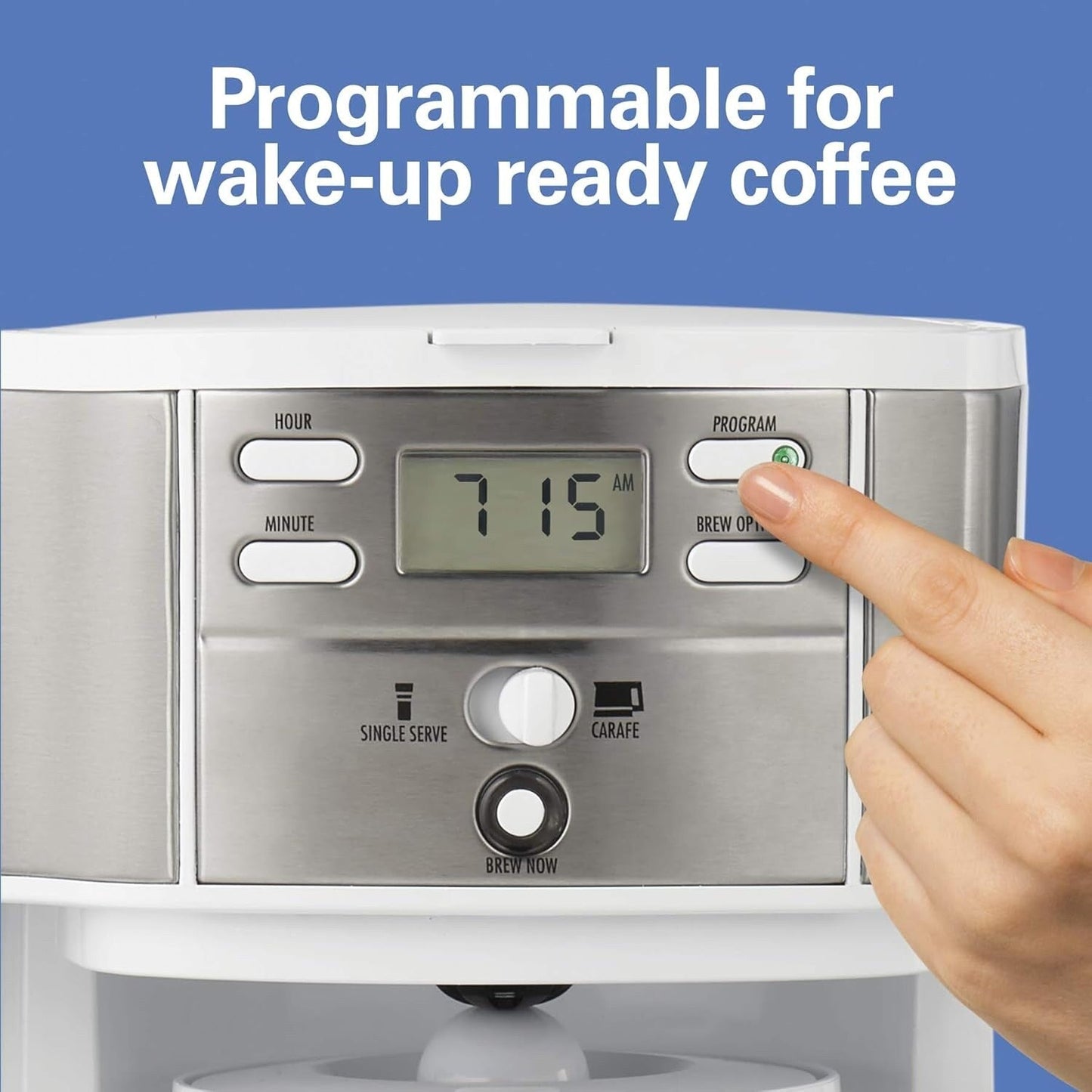 Macchina per caffè a 2 vie da 12 tazze e monodose, caraffa in vetro, pausa e versamento automatici, bianca