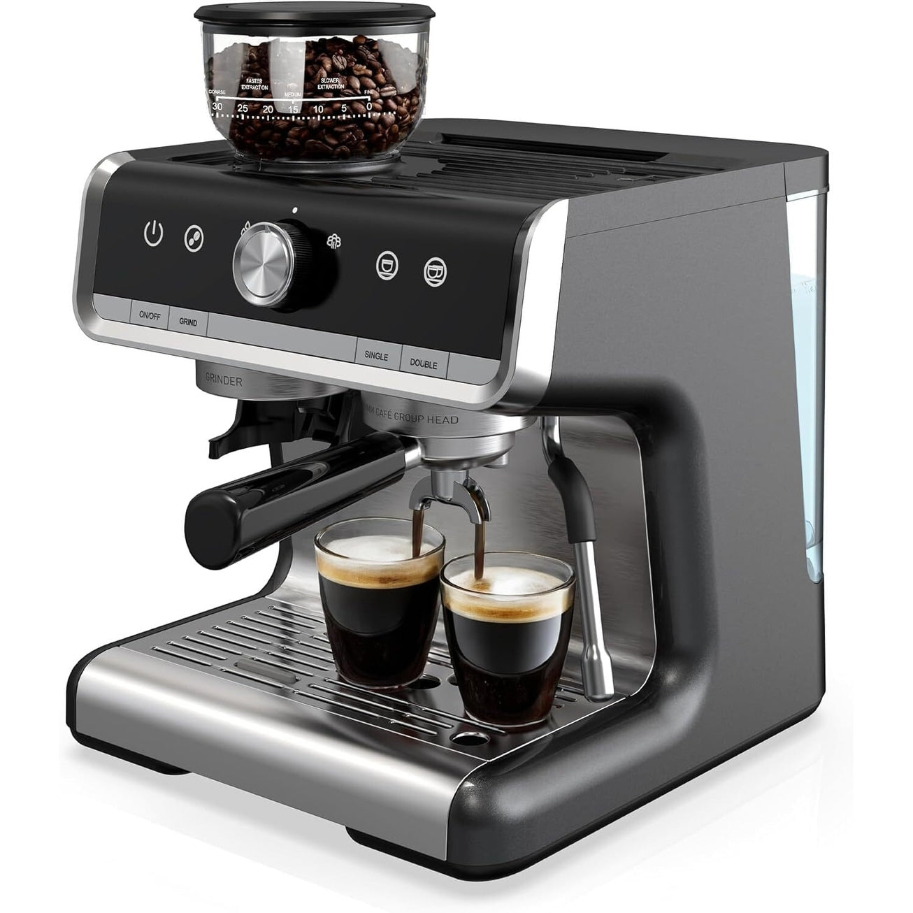 Macchina per caffè espresso semiautomatica da 20 bar con macinacaffè e lancia montalatte