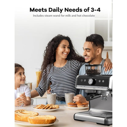 Macchina per caffè espresso semiautomatica da 20 bar con macinacaffè e lancia montalatte