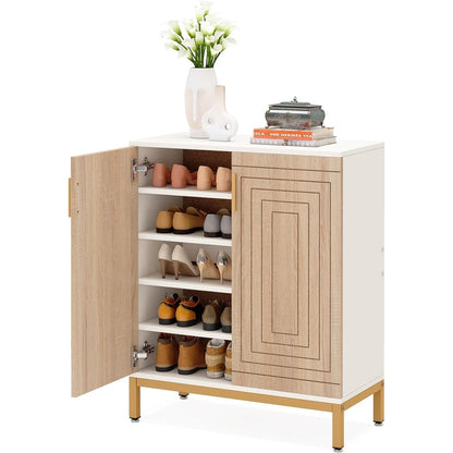 Mobiletto portascarpe moderno con ante per 20 paia di scarpe, portascarpe indipendente a 6 ripiani per ingresso