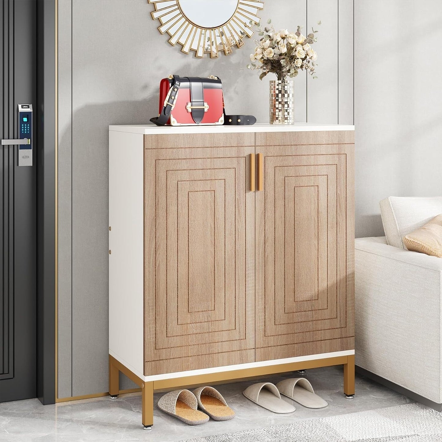 Mobiletto portascarpe moderno con ante per 20 paia di scarpe, portascarpe indipendente a 6 ripiani per ingresso