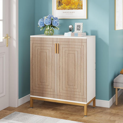 Scarpiera da 20 paia, scarpiera moderna da 37,4 pollici con ante, bianca e oro