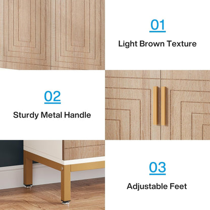 Scarpiera da 20 paia, scarpiera moderna da 37,4 pollici con ante, bianca e oro