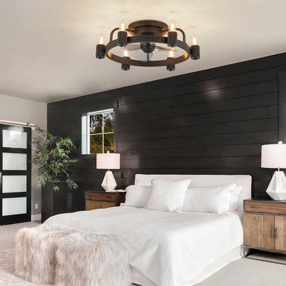 Ventilatore da soffitto moderno da 20 pollici, con luce a LED a basso profilo, montaggio a filo, con telecomando, per soggiorno