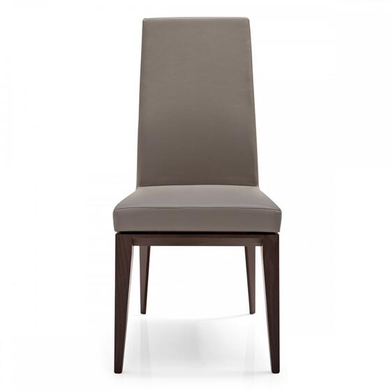 Sedia da pranzo Bess CS1294 D04 Esprit Taupe in pelle con gambe in legno finitura grafite P132