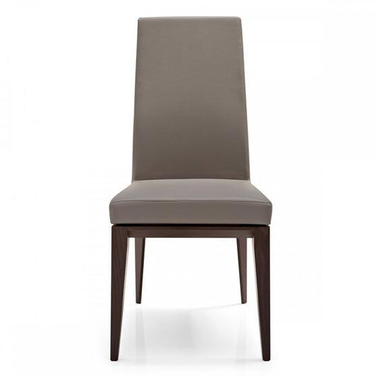 Sedia da pranzo Bess CS1294 D04 Esprit Taupe in pelle con gambe in legno finitura grafite P132