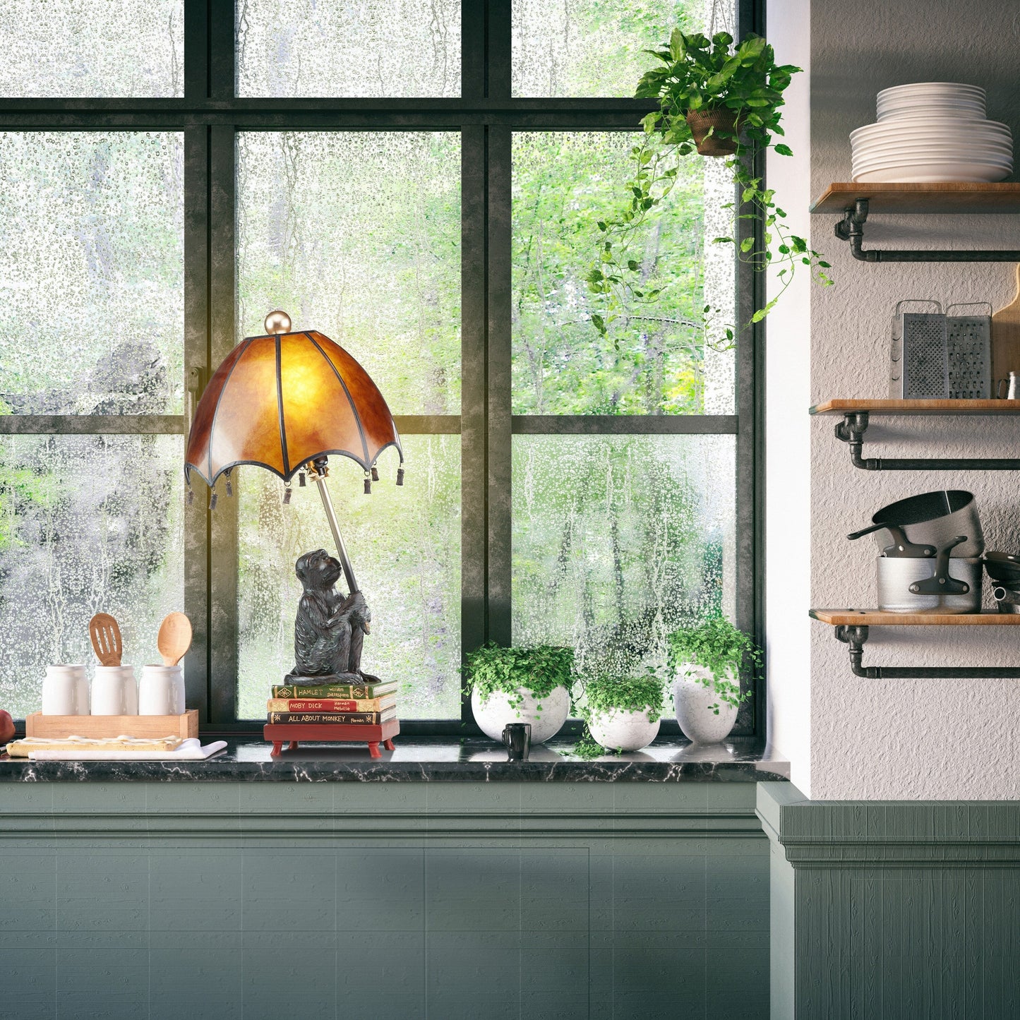 Lampada da tavolo a forma di scimmia intellettuale, 21,75 H - 11 L x 11 W x 21,75 H