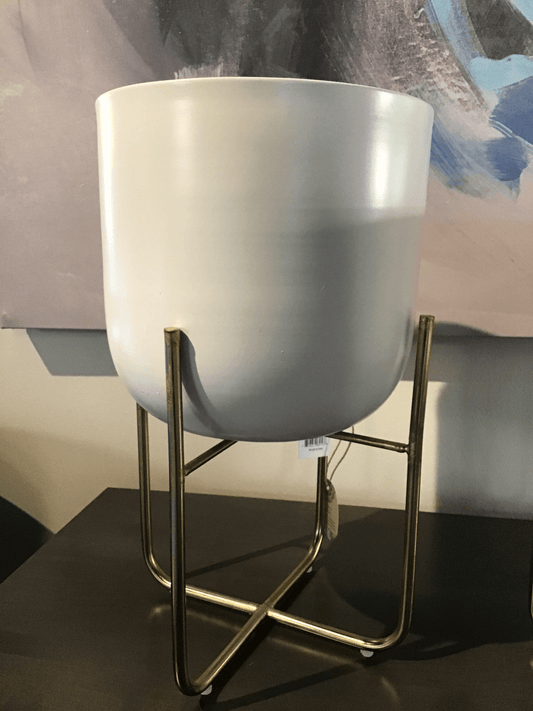 Vaso bianco con supporto dorato (grande)