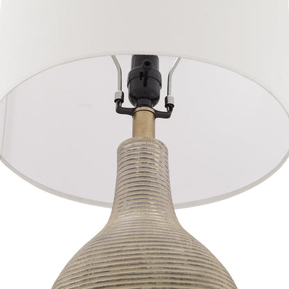 Lampada da tavolo in stile fattoria beige/oro lavato da 24,5 pollici con paralume in lino bianco (set di 2) - 24,5 H