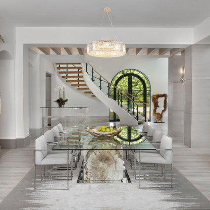 Lampadario da fattoria a 8 luci da 24,8 pollici, lampadario di cristallo, lampadario a tamburo per sala da pranzo, soggiorno, camera da letto, cucina