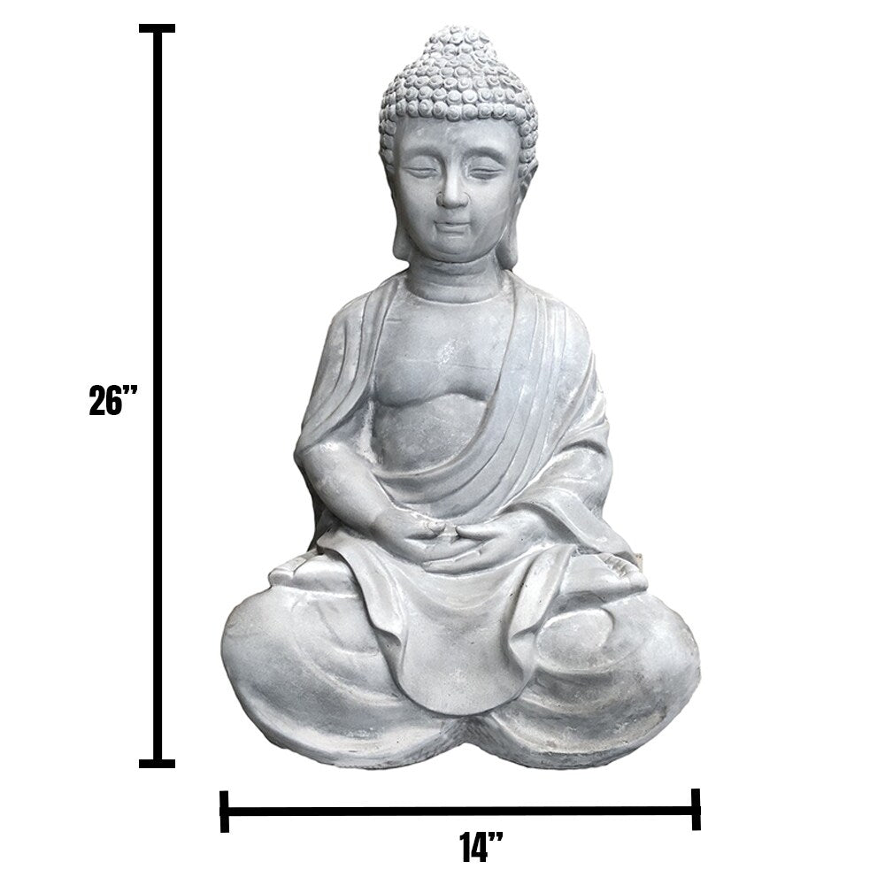 Statua del Buddha in meditazione in cemento leggero da 25,6 pollici