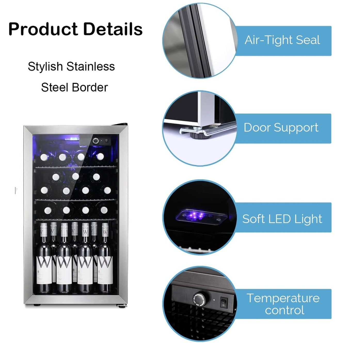 Frigorifero per vino/bevande da 26 bottiglie, mini frigorifero - 17,52*19,29*31,18 pollici