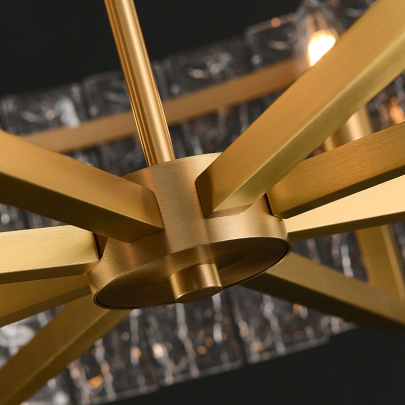 Lampadario moderno in cristallo dorato da 26 pollici, 6 luci, dimmerabile, per isola cucina con vetro smerigliato per sala da pranzo