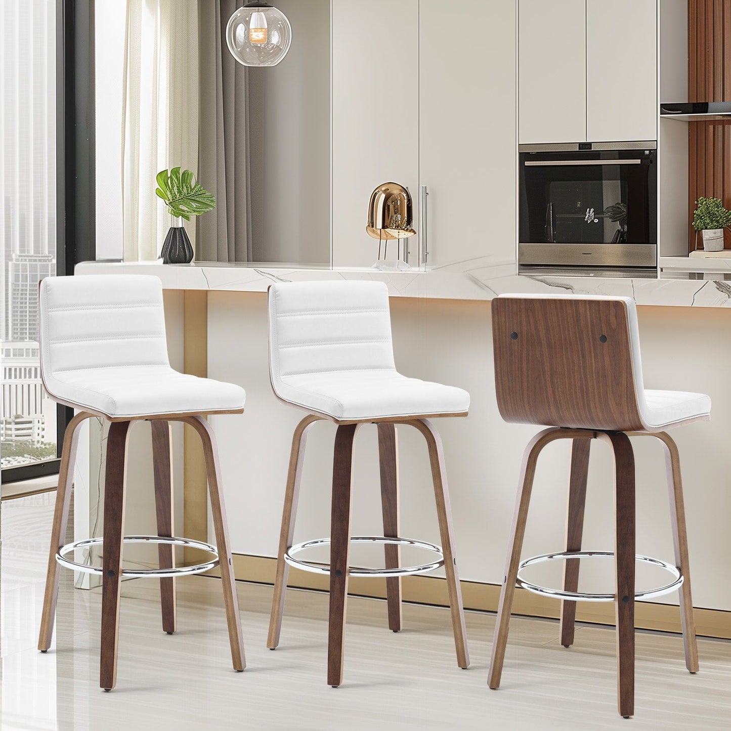 26/29 Sgabelli da bar/bancone girevoli in similpelle, set da 2/3