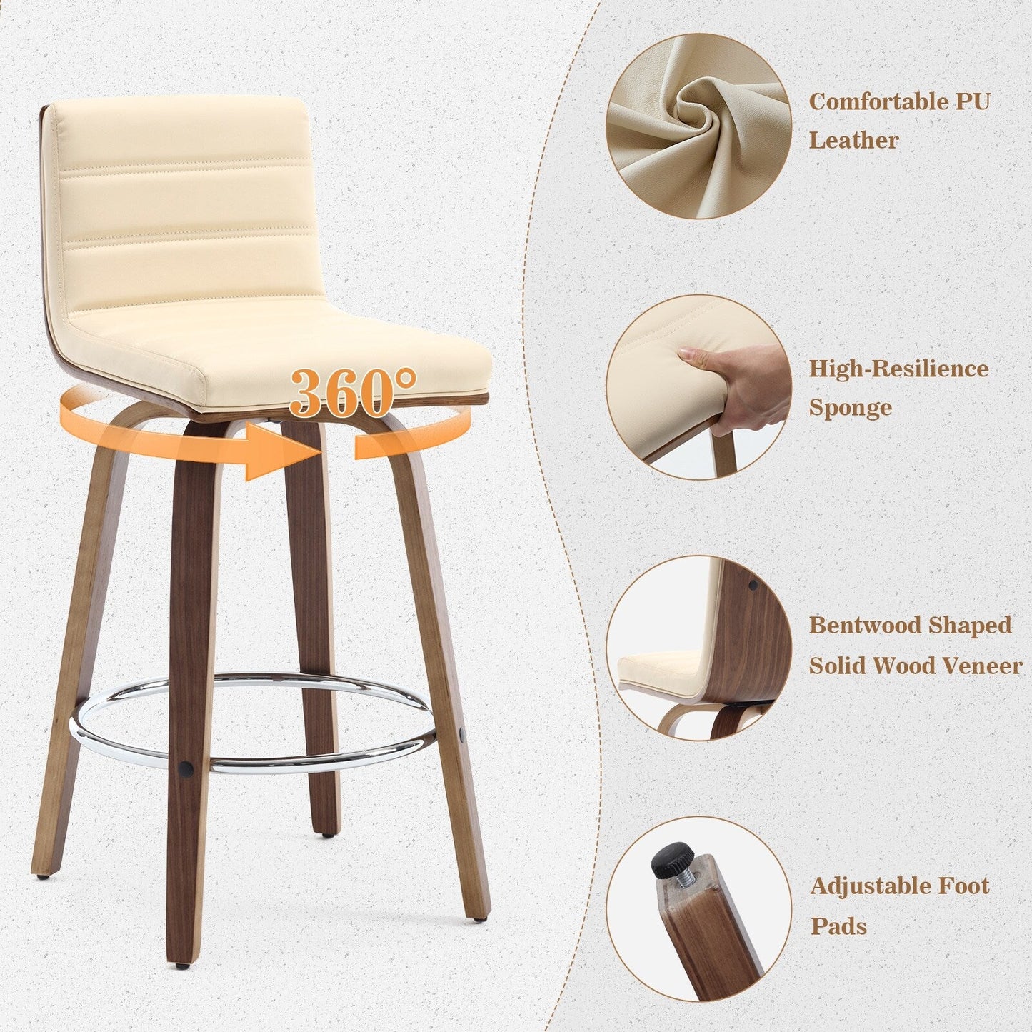 26/29 Sgabelli da bar/bancone girevoli in similpelle, set da 2/3