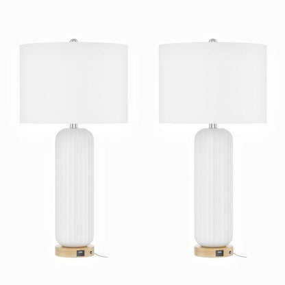 Set di 2 lampade da tavolo bianche in ceramica con USB (set da 2)