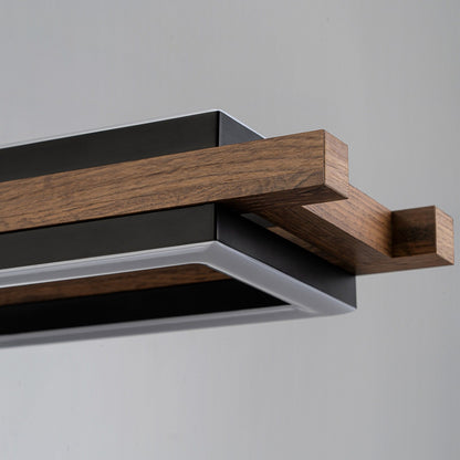 Lampadario lineare in legno a LED integrato da 3/5 luci per isola da cucina