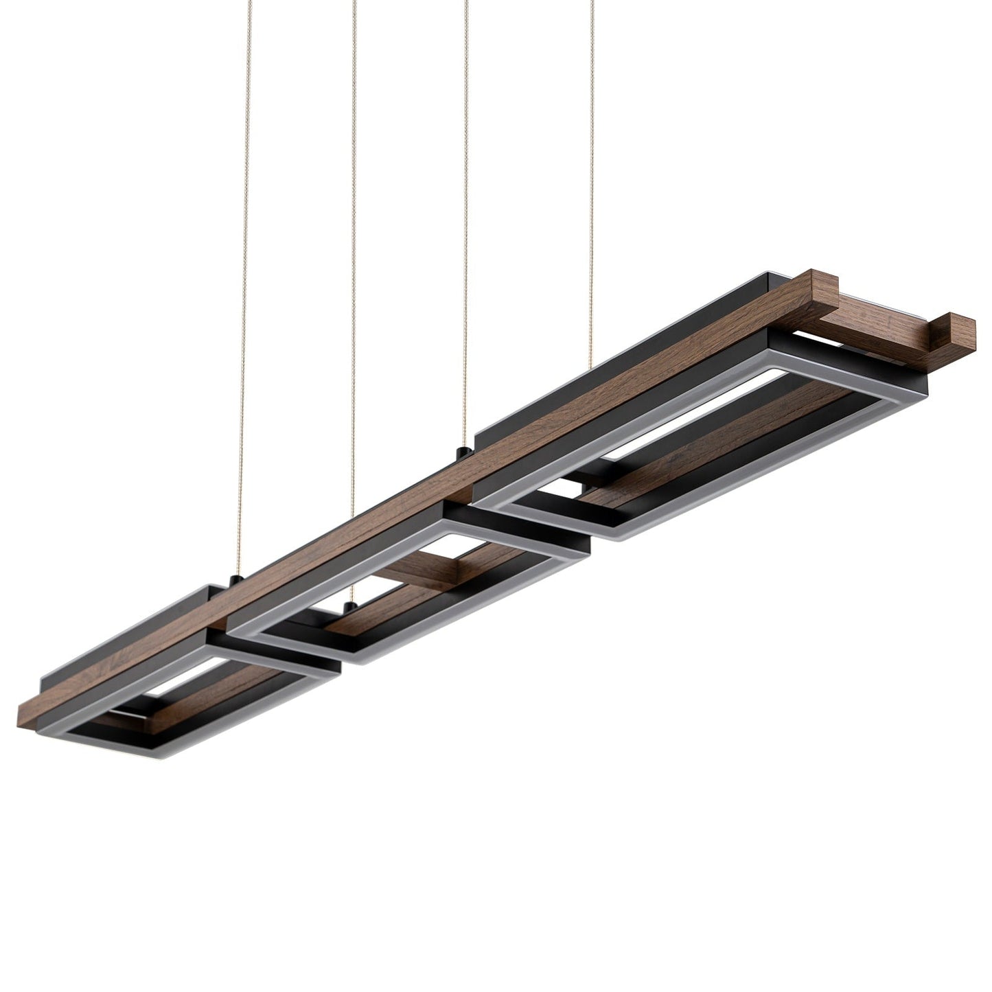 Lampadario lineare in legno a LED integrato da 3/5 luci per isola da cucina