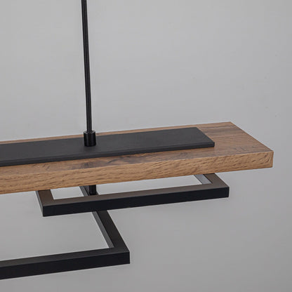 Lampadario lineare in legno a LED integrato da 3/5 luci per isola da cucina