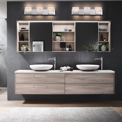 Lampada da toeletta a LED integrata in acciaio inossidabile 3000K Cattleya con paralumi in vetro artistico - Cromata