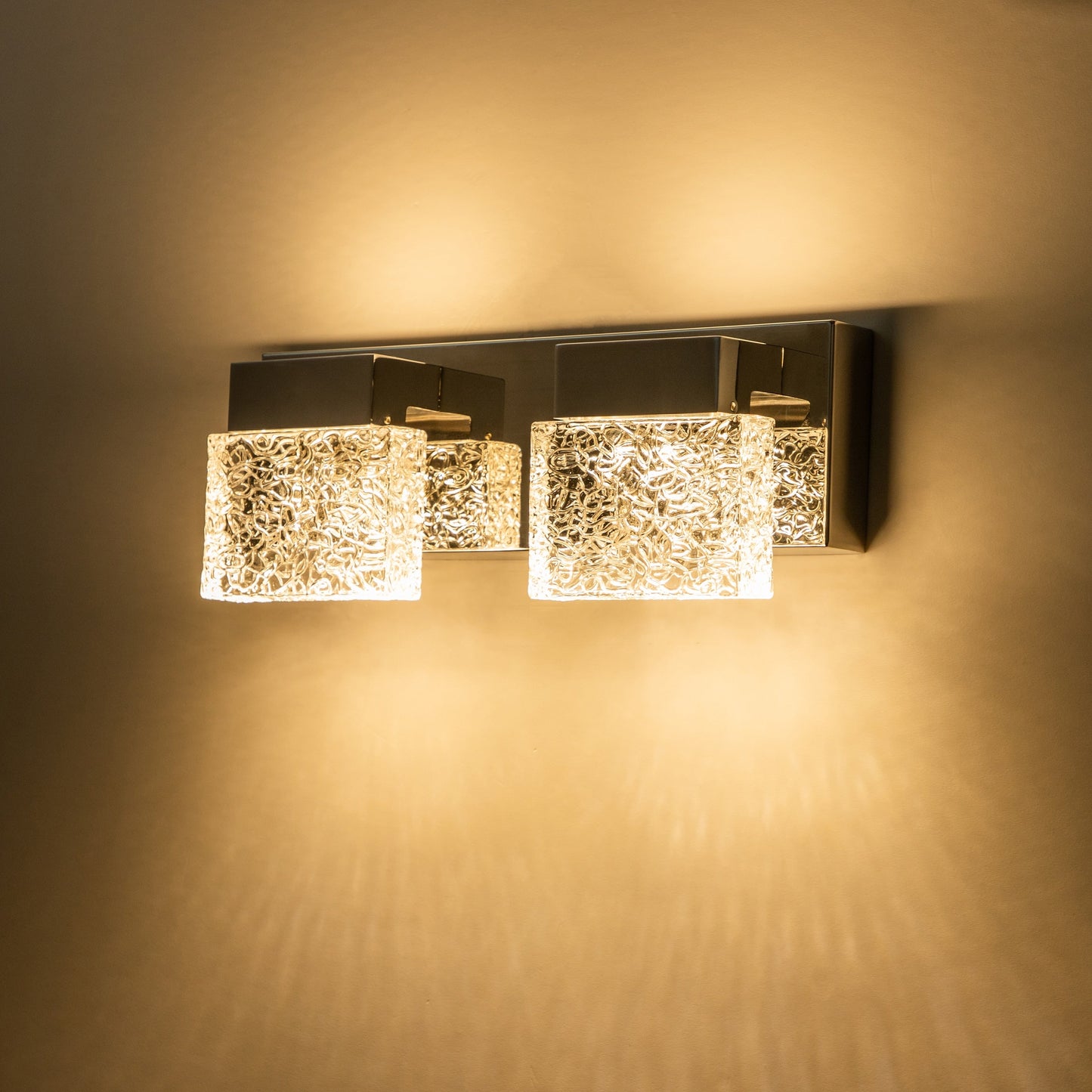 Lampada da toeletta a LED integrata in acciaio inossidabile 3000K Cattleya con paralumi in vetro artistico - Cromata